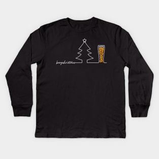 Beery Christmas line tree and glass Kids Long Sleeve T-Shirt